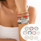 Christmas Beaded Santa Claus Gift Colorful Polymer Clay Bracelet