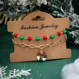 Christmas Beaded Santa Claus Gift Colorful Polymer Clay Bracelet