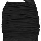 Women's Fashion Sexy Slash Shoulder See-Through Mesh Low Back Dress