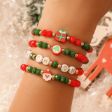 Christmas Beaded Santa Claus Gift Colorful Polymer Clay Bracelet