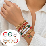 Christmas Beaded Santa Claus Gift Colorful Polymer Clay Bracelet