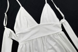 Women's Deep V Lace-Up Low Back Strappy Dress