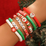 Christmas Beaded Santa Claus Gift Colorful Polymer Clay Bracelet