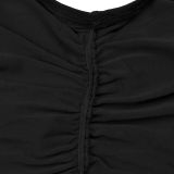 Women's Fashion Sexy Slash Shoulder See-Through Mesh Low Back Dress