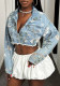 Women's Fashion Print Casual Denim Jacket