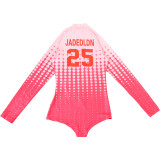 Women's Autumn Winter Fashion Print Long Sleeve Stand Collar Zipper Slim Jumpsuit