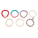 Christmas Beaded Santa Claus Gift Colorful Polymer Clay Bracelet