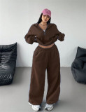 Women's Autumn Winter Casual Zipper Pullover Top Pants Set