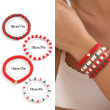 Christmas Beaded Santa Claus Gift Colorful Polymer Clay Bracelet