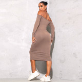 Women's Solid Color Halter Neck Round Neck Fashion Cut-Out Dress