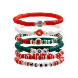 Christmas Beaded Santa Claus Gift Colorful Polymer Clay Bracelet