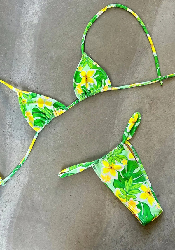 Women's Print Tie Front Bikini Set
