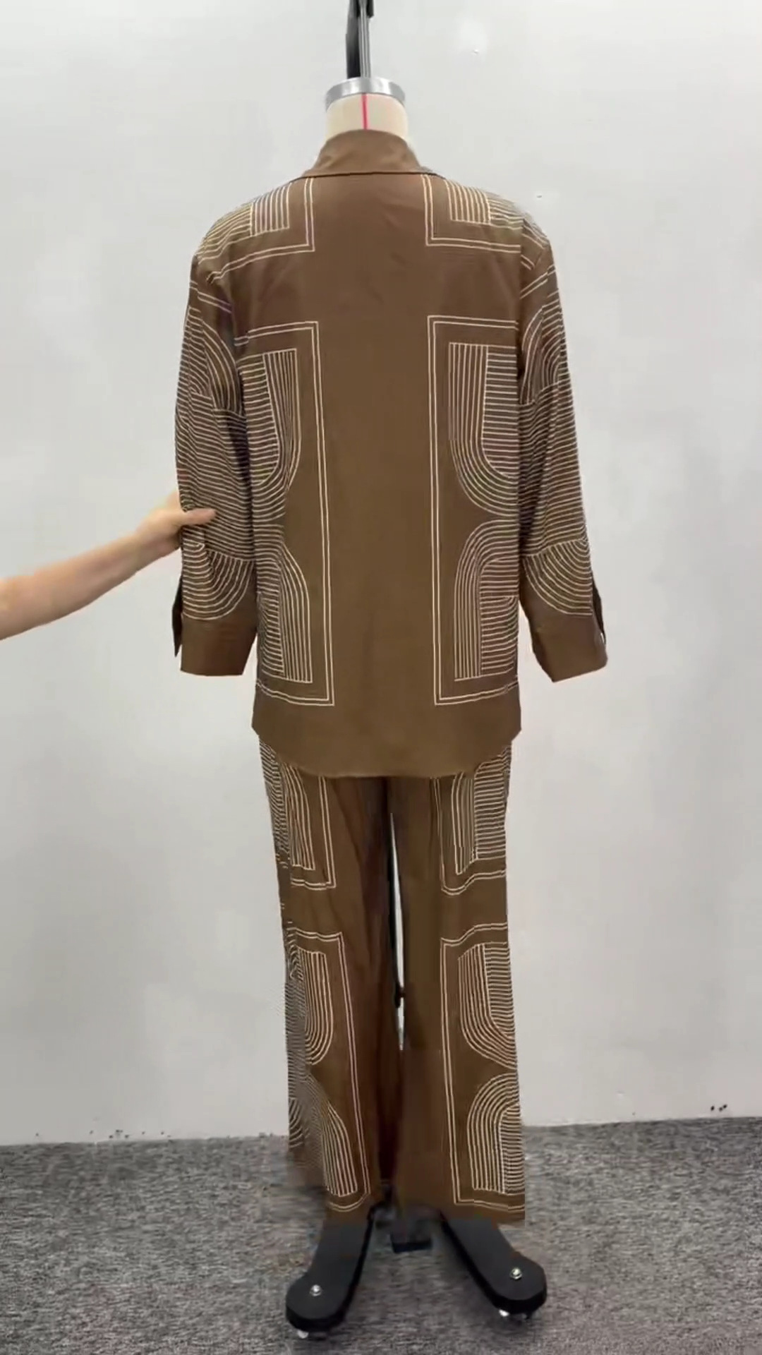 Women's African Plus Size Casual Long Sleeve Shirt Pants Set