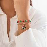 Christmas Beaded Santa Claus Gift Colorful Polymer Clay Bracelet