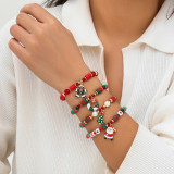 Christmas Beaded Santa Claus Gift Colorful Polymer Clay Bracelet