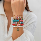 Christmas Beaded Santa Claus Gift Colorful Polymer Clay Bracelet
