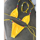 Women's Lace-Up Low Waist Tie Front Summer Beach Bikini Set