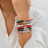 Christmas Beaded Santa Claus Gift Colorful Polymer Clay Bracelet