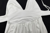 Women's Deep V Lace-Up Low Back Strappy Dress