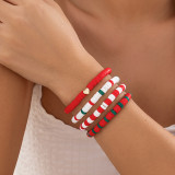 Christmas Beaded Santa Claus Gift Colorful Polymer Clay Bracelet