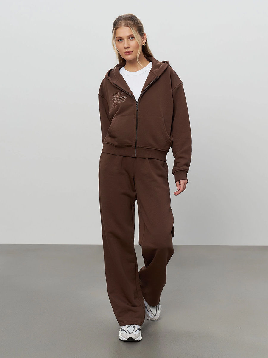 Women's Autumn Winter Casual Short Zipper Hoodies Pants Set