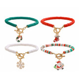 Christmas Beaded Santa Claus Gift Colorful Polymer Clay Bracelet