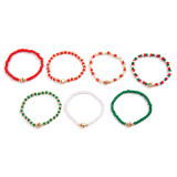 Christmas Beaded Santa Claus Gift Colorful Polymer Clay Bracelet