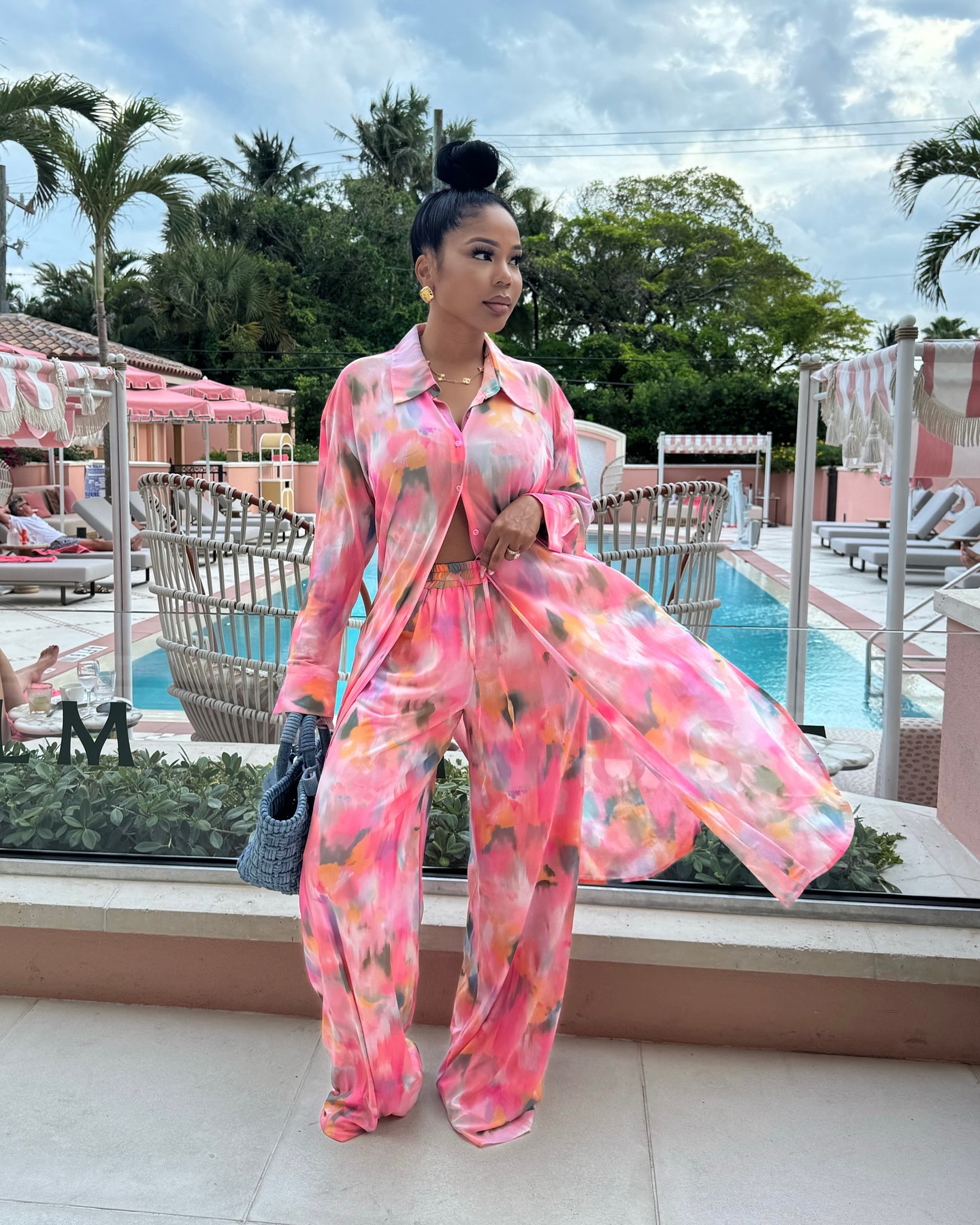 Women's Plus Size African Chic Loose Print Long Shirt Wide Leg Pants Set