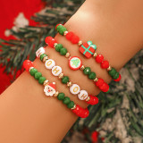 Christmas Beaded Santa Claus Gift Colorful Polymer Clay Bracelet