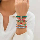 Christmas Beaded Santa Claus Gift Colorful Polymer Clay Bracelet