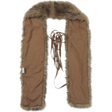 Women's Autumn Short Fur Halter Neck Low Back Tie Front Slim Waist Vest