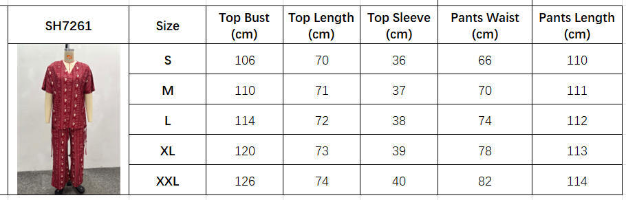 Women's African Chic Trendy Print Short Sleeve Drawstring Slim Fit Shirt Pants Set