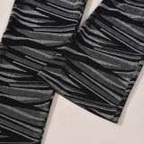 Women's Autumn Striped Low Back Patchwork Jumpsuit