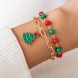 Christmas Beaded Santa Claus Gift Colorful Polymer Clay Bracelet