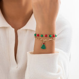 Christmas Beaded Santa Claus Gift Colorful Polymer Clay Bracelet