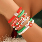 Christmas Beaded Santa Claus Gift Colorful Polymer Clay Bracelet