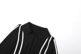 Women's Autumn Winter Fashion Long Sleeve Turndown Collar Slim Fit Shorts Set