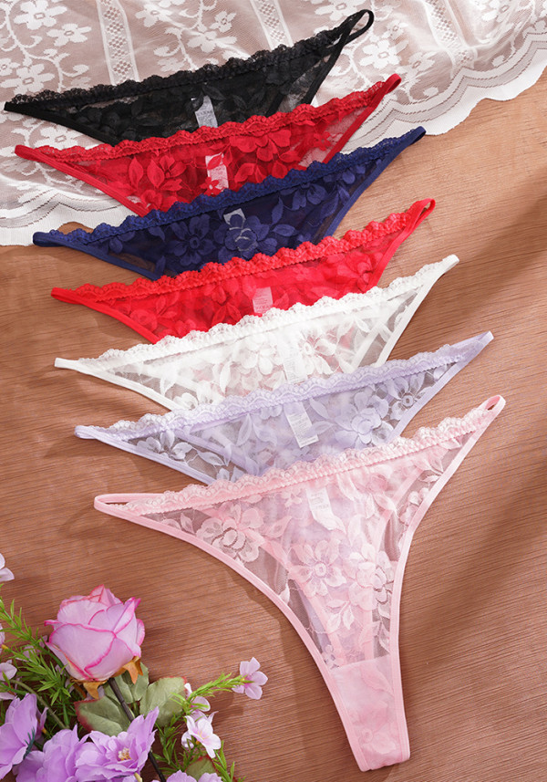 Women's Plus Size Lace Transparent Low Waist Thong
