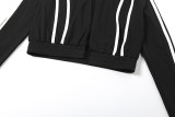 Women's Autumn Winter Fashion Long Sleeve Turndown Collar Slim Fit Shorts Set