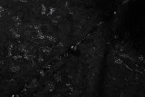 Women's Autumn Winter Fashion Print Fur Collar Lace Patchwork See-Through Pants Set