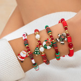 Christmas Beaded Santa Claus Gift Colorful Polymer Clay Bracelet