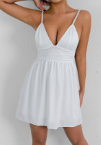 Women's Deep V Lace-Up Low Back Strappy Dress Women's Deep V Lace-Up Low Back Strappy Dress