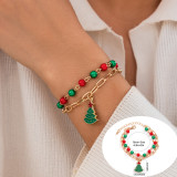 Christmas Beaded Santa Claus Gift Colorful Polymer Clay Bracelet