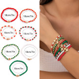 Christmas Beaded Santa Claus Gift Colorful Polymer Clay Bracelet