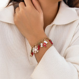 Christmas Beaded Santa Claus Gift Colorful Polymer Clay Bracelet