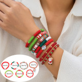 Christmas Beaded Santa Claus Gift Colorful Polymer Clay Bracelet