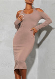 Women's Solid Color Halter Neck Round Neck Fashion Cut-Out Dress