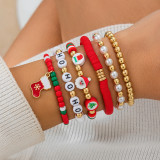 Christmas Beaded Santa Claus Gift Colorful Polymer Clay Bracelet