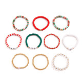 Christmas Beaded Santa Claus Gift Colorful Polymer Clay Bracelet