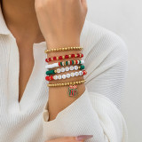 Christmas Beaded Santa Claus Gift Colorful Polymer Clay Bracelet